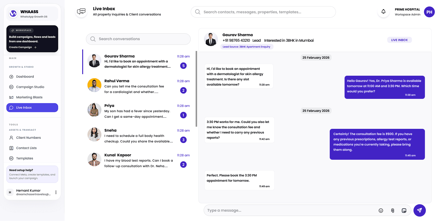 WHAASS WhatsApp automation preview